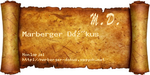 Marberger Dókus névjegykártya